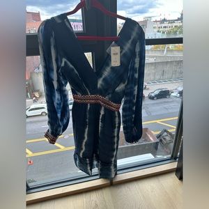 ANTHROPOLOGIE- VERB BY PALLAVI SINGHEE BEADED TIE-DYE MINI DRESS